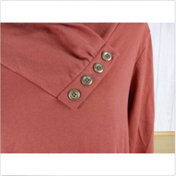 🦃Miusey Cowl Neck Tunic Top, Fall Harvest Orange - Picture 3 of 7